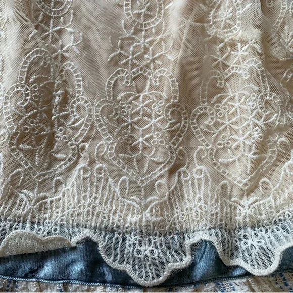 RYU Plaid embroidery lace ruffle cottagecore Cocktail Easter Dress spring summer - Picture 8 of 13